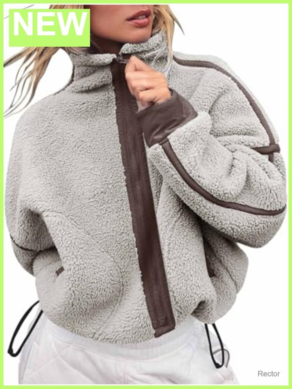 Sherpa Fleece Zip Up Jacket Fuzzy Teddy Coat Womens Oversized